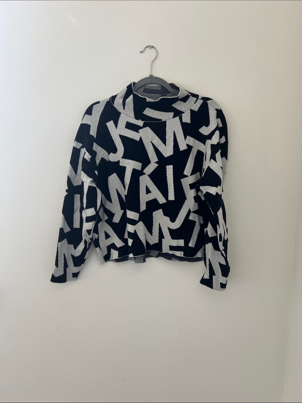 Maeve Black & White Graphic Cowl Neck Sweater